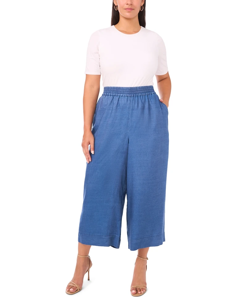 Vince Camuto Plus Smocked Waist Wide Leg Pants