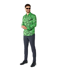 OppoSuits Men's Shirt - Long Sleeved Wild Animal Print Party Outfit Neon Green Retro 80's Clothing
