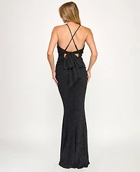 City Studios Juniors' Glitter Tie Back Maxi Dress