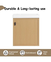 Streamdale 18.5" Wall-Mount Vanity, Resin Sink, Soft Close, Nature Wood