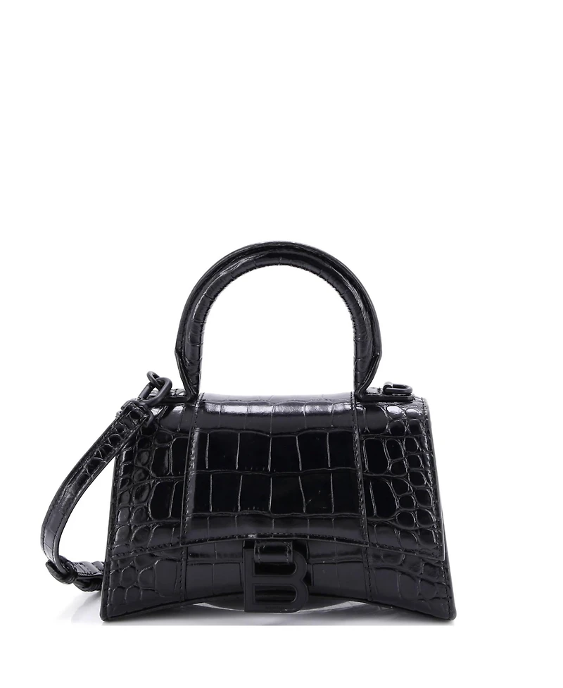 Pre-Owned Balenciaga Hourglass Top Handle Bag Embossed Leather