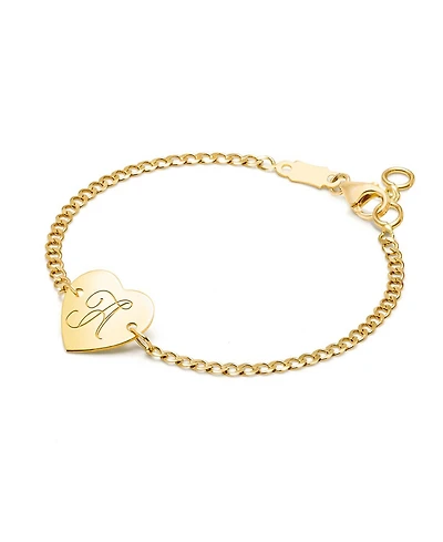 Tiny Blessings Children's 14k gold Heart of Id & Engraved Initial Girls' 6" Bracelet