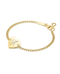 Tiny Blessings Children's 14k gold Heart of Id & Engraved Initial Girls' 6" Bracelet