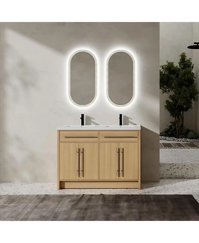 Streamdale 48" Oak Bathroom Vanity w/ Resin Sink & Soft-Close Doors (Kd)
