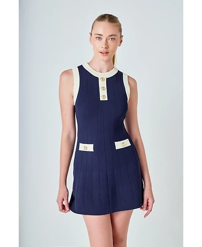 endless rose Women's Contrast Knit Mini Dress