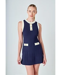 endless rose Women's Contrast Knit Mini Dress
