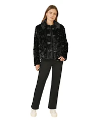 Yumi Women's Textured Faux Fur Jacket
