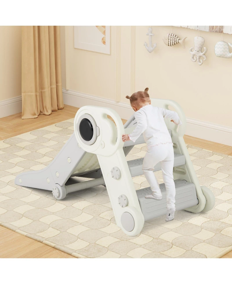 Gymax Folding Freestanding Toddler Slide for Toddlers Age 18+ Months w/ Climber Indoor