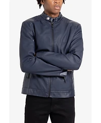Xray Men's Pu Racer Jacket With Faux Shearling Lining