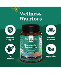 Monolaurin + Lactoferrin Capsules, Off-whtie/Beige, 60ct
