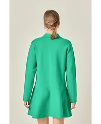English Factory Women's Collared Knit Mini Dress