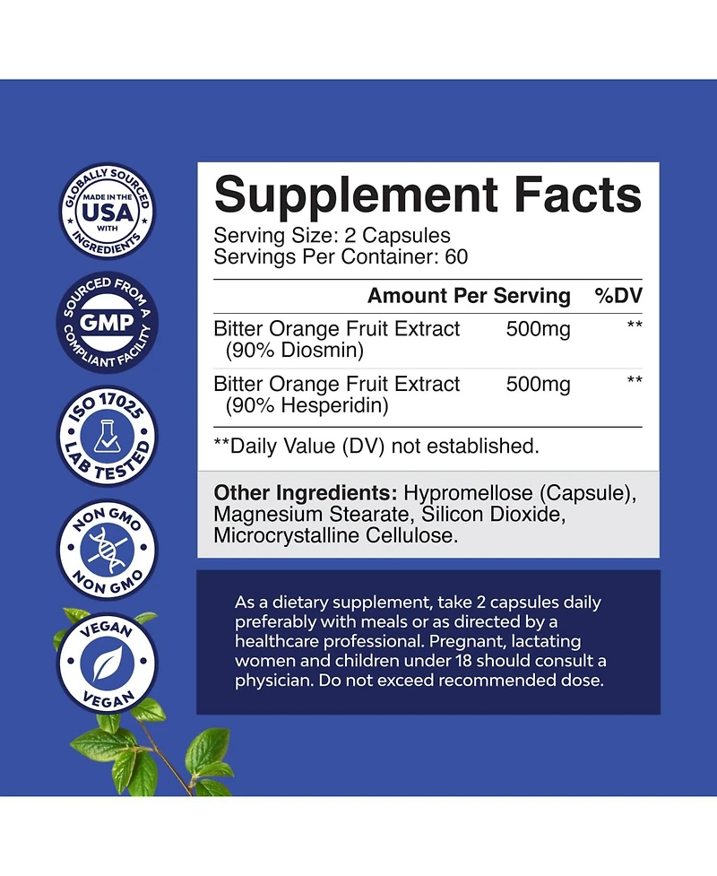 Diosmin Hesperidin Complex Capsules, Biege, 120ct
