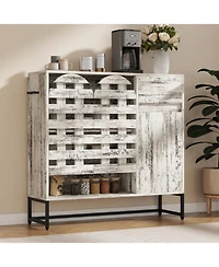 Streamdale Farmhouse Sideboard Cabinet, Coffee Bar, Arched Doors - Retro White