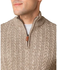 Hope & Henry Men's Organic Half Zip Cable Pullover Sweater