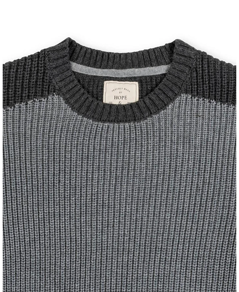 Hope & Henry Men's Organic Crew Neck Shoulder Detail Sweater