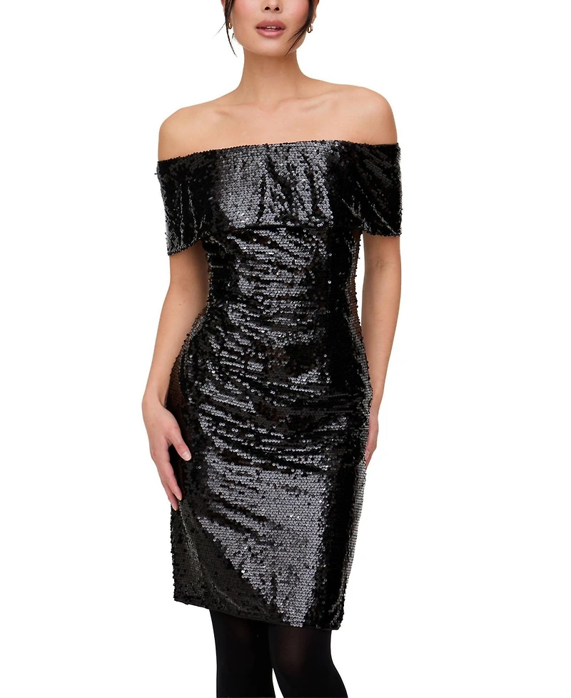 Lily and Lionel London Women's Jaya Off The Shoulder Sequins Midi Dress