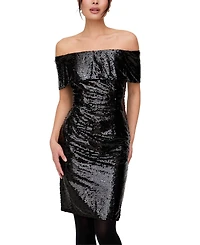 Lily and Lionel London Women's Jaya Off The Shoulder Sequins Midi Dress