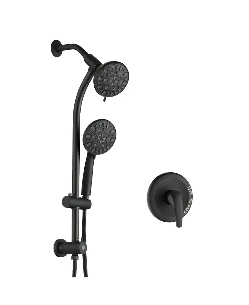 Rainsken High Pressure 48-Settings Shower Head with Handheld Shower,Adjustable Height Slide Bar Dual Shower Head Combo Set