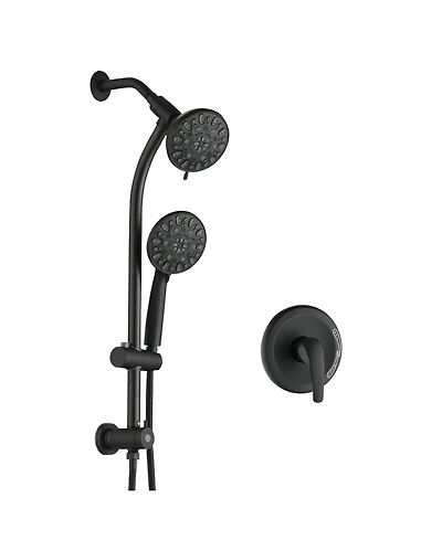 Rainsken High Pressure 48-Settings Shower Head with Handheld Shower,Adjustable Height Slide Bar Dual Shower Head Combo Set