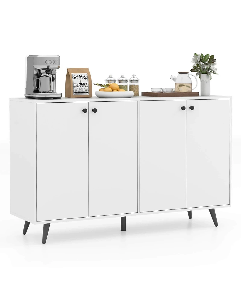 Costway Buffet Sideboard Mid Century Modern 4-Door Storage Cabinet 50" Accent Cabinet