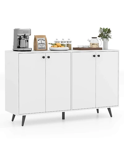 Costway Buffet Sideboard Mid Century Modern 4-Door Storage Cabinet 50" Accent Cabinet