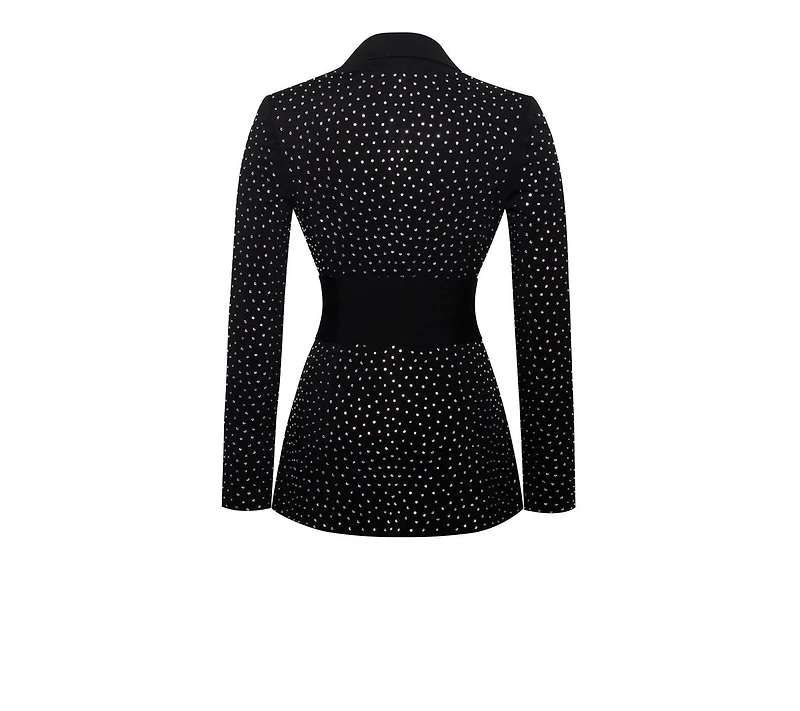 Miss Circle Women's Visionary Crystal Embellished Black Blazer Jacket