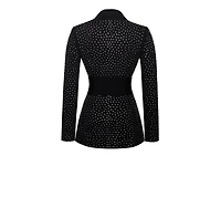 Miss Circle Women's Visionary Crystal Embellished Black Blazer Jacket