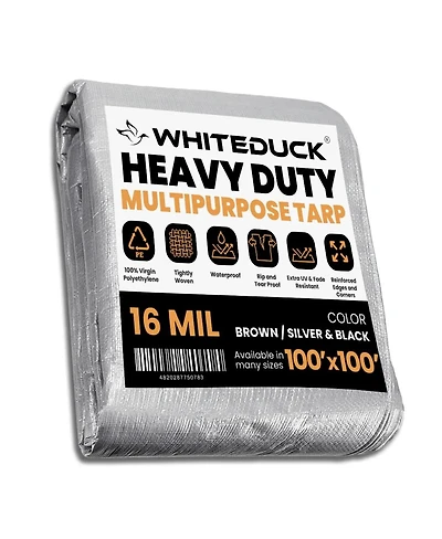 8 oz. Poly Tarpaulin 100x100 Silver & Black