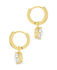 Sterling Forever Sterling Silver Augusta Asscher Cut Cz Dangle Micro Hoops