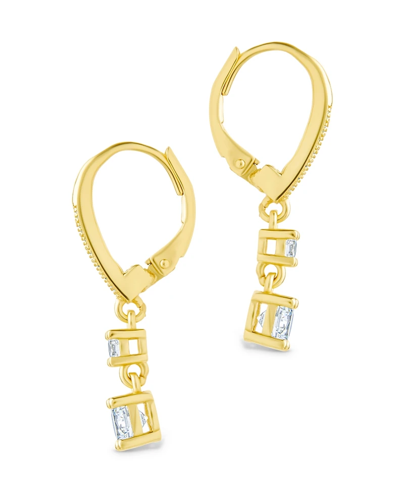 Sterling Forever Silver Magdalena Brilliant Cut Cz French Clip Earrings