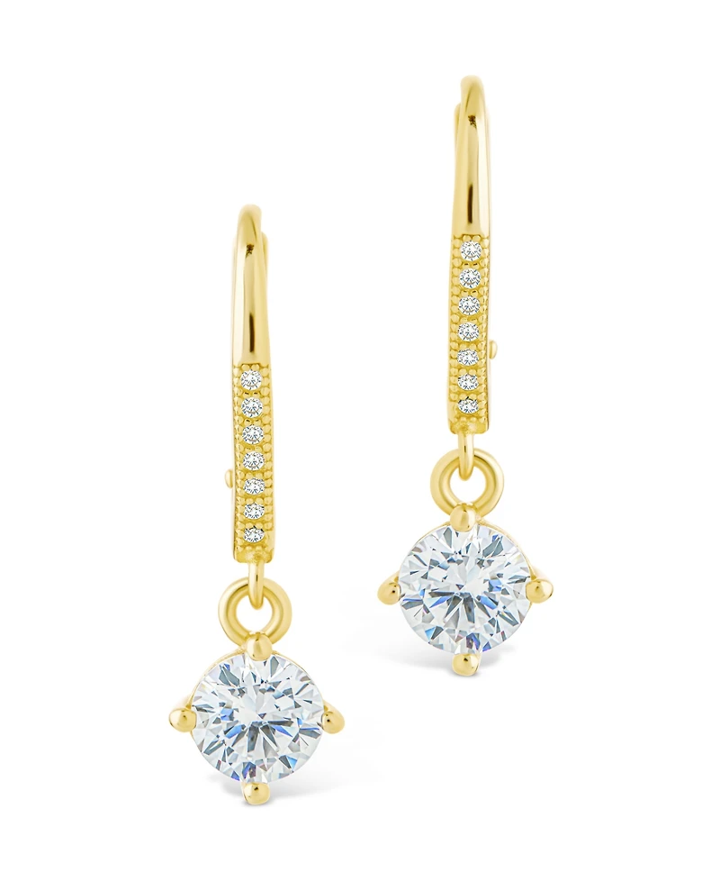 Sterling Forever Silver Matilda Brilliant Cut Cz French Clip Earrings