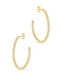 Sterling Forever Silver Bezel Statement Bubble Hoops - 1"