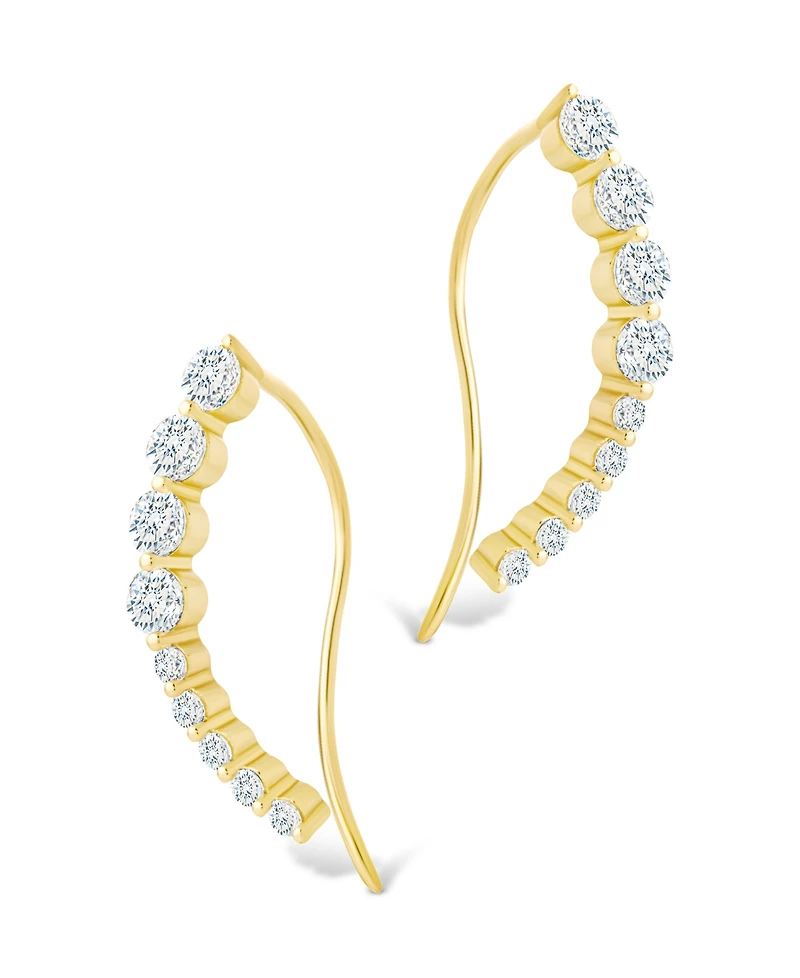 Sterling Forever Silver Brilliant Round Cz Crawlers