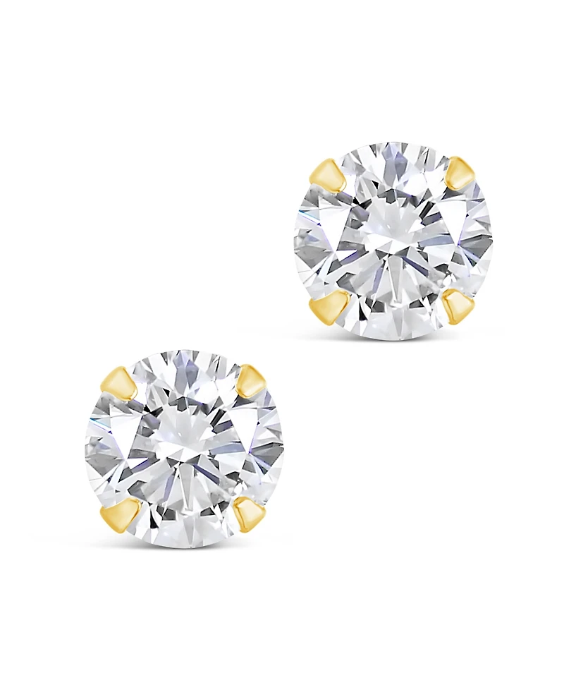 Sterling Forever Silver 6mm Cz Stud Earrings