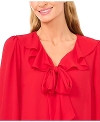 CeCe Women's Ruffle Tie V-Neck Top