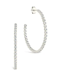 Sterling Forever Sterling Silver Bezel Statement Bubble Hoops - 1"