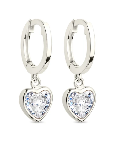 Sterling Forever Sterling Silver Lizzy Cz Heart Drop Earrings
