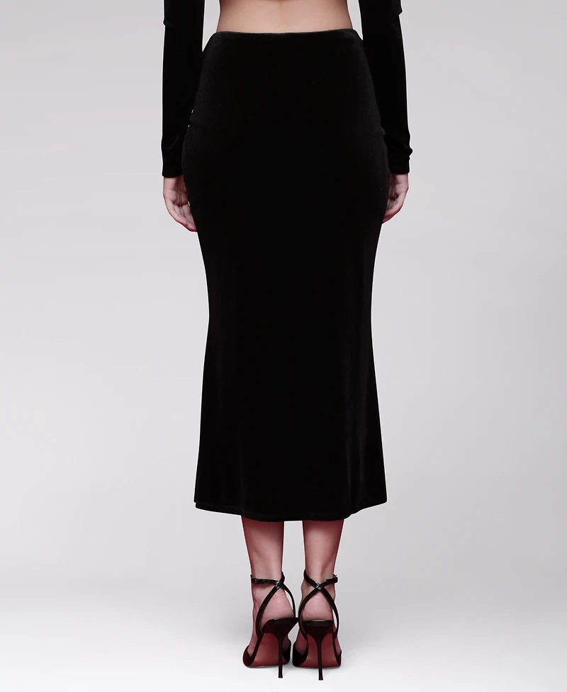 Avec Les Filles Women's Velvet Pull-On Midi Skirt
