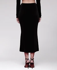 Avec Les Filles Women's Velvet Pull-On Midi Skirt
