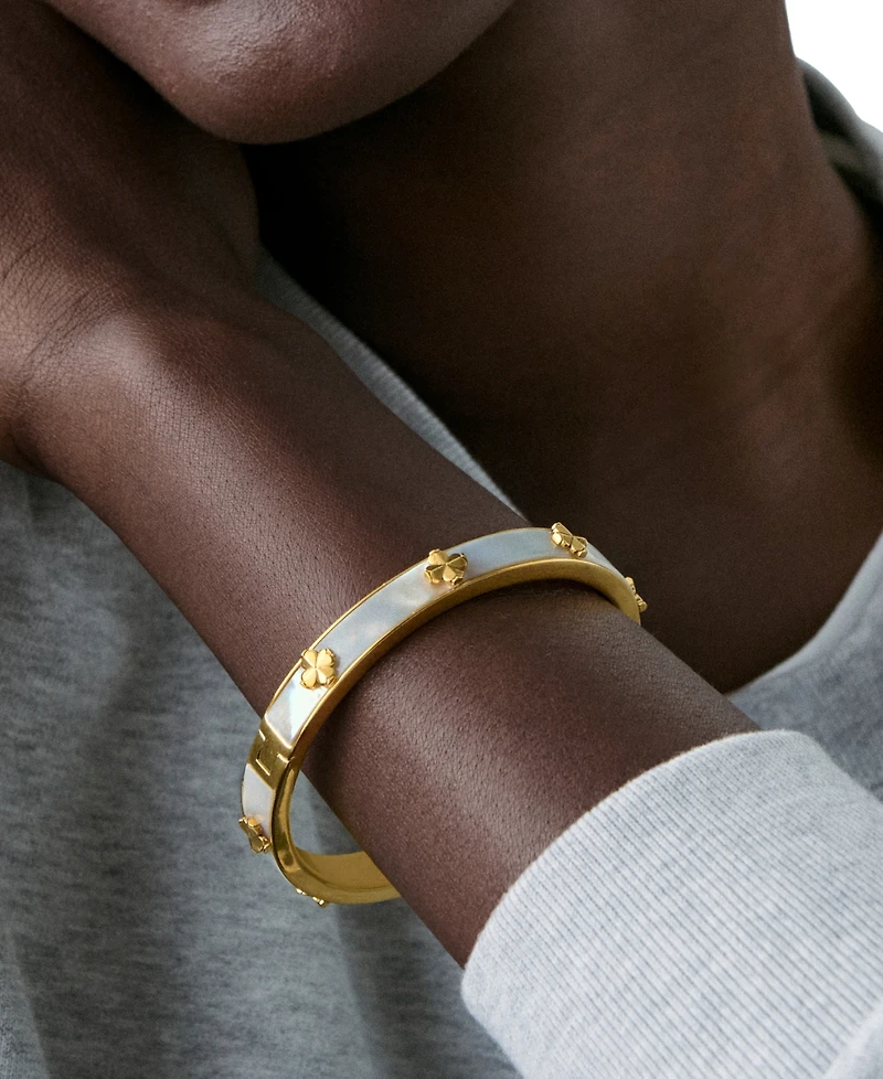kate spade new york Imitation Pearl Flower Hinged Bangle Bracelet