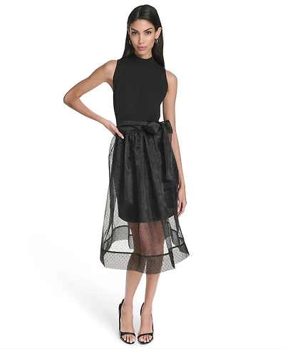 Halston Women's Mock Neck Sleeveless Dress