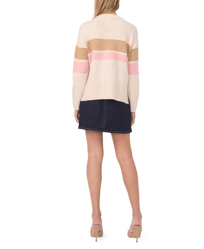Vince Camuto Women's 2 Stripe Long-Sleeve Sweater