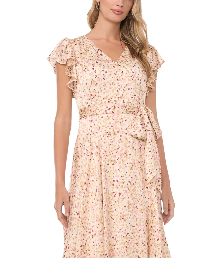 Vince Camuto Women's V-Neck Button Down Flutter Maxi Dress