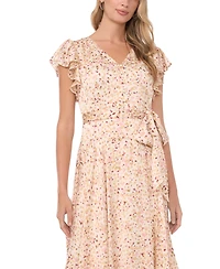 Vince Camuto Women's V-Neck Button Down Flutter Maxi Dress