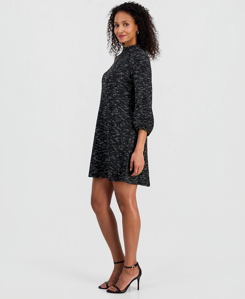 Robbie Bee Women's Tie-Back Mock Neck 3/4-Sleeve Dress