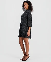 Robbie Bee Women's Tie-Back Mock Neck 3/4-Sleeve Dress