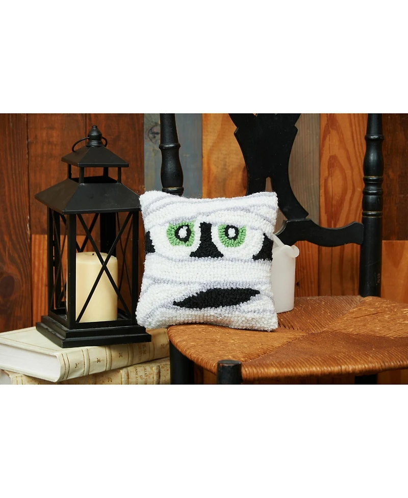 C&F Home Mummy Face Small Accent Pillow 8" x 8" Fall Halloween Home Decor