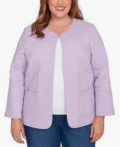 Alfred Dunner Plus Hilton Head Floral Quilted Patchwork Jacket