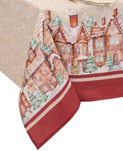 Elrene Gingerbread Bliss Printed Rectangle Tablecloth, 144" x 60"