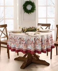 Elrene Gingerbread Bliss Printed Round Tablecloth, 70"